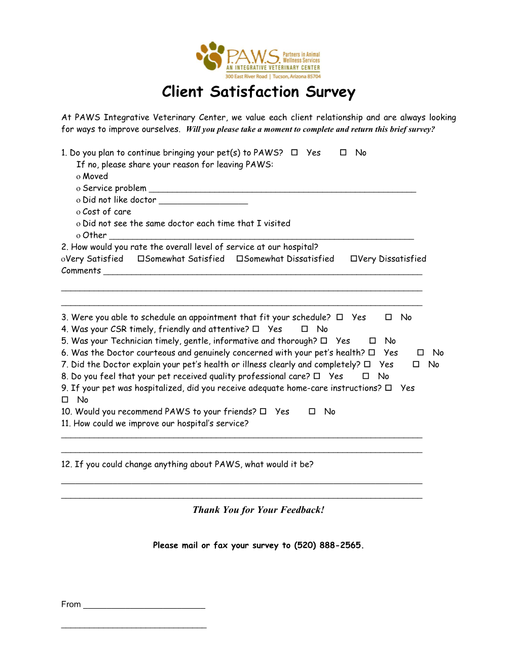 Client Service Recovery Survey