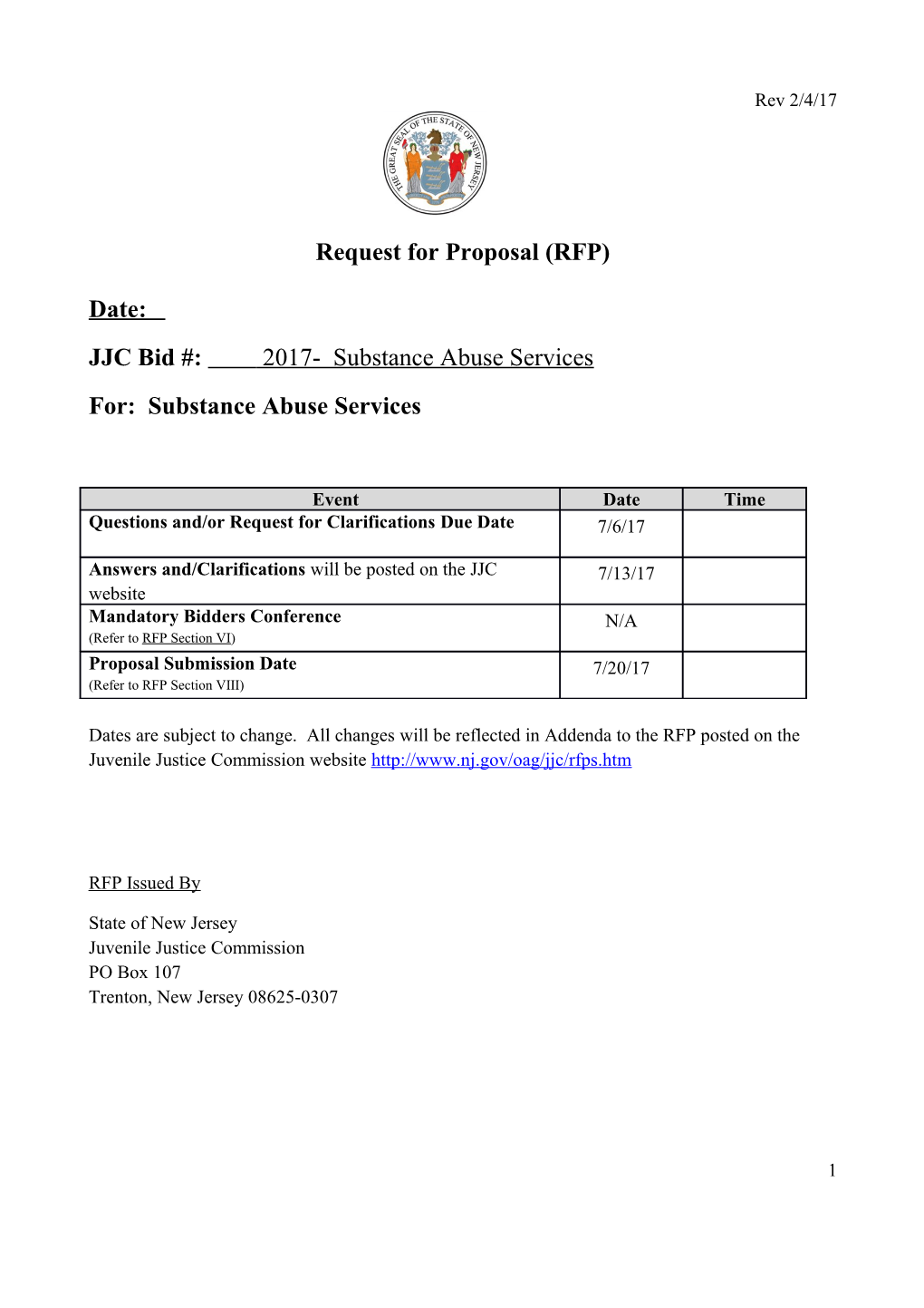 Request for Proposal (RFP) s20