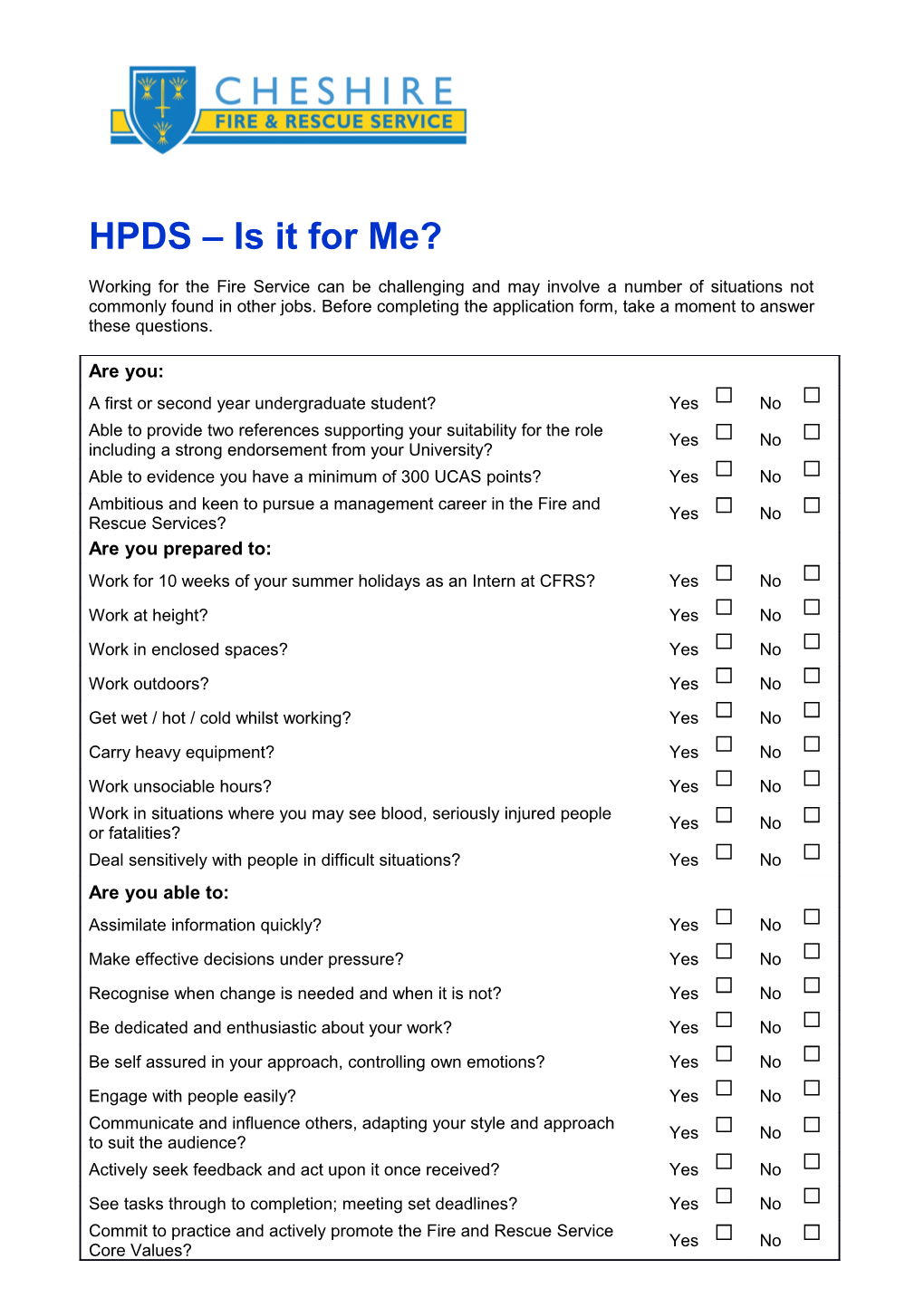 HPDS Is It for Me?