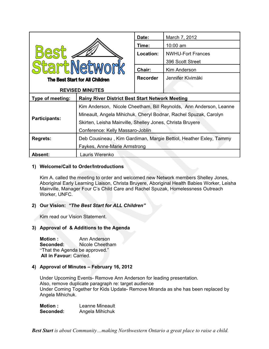 Rainy River District Best Start Network