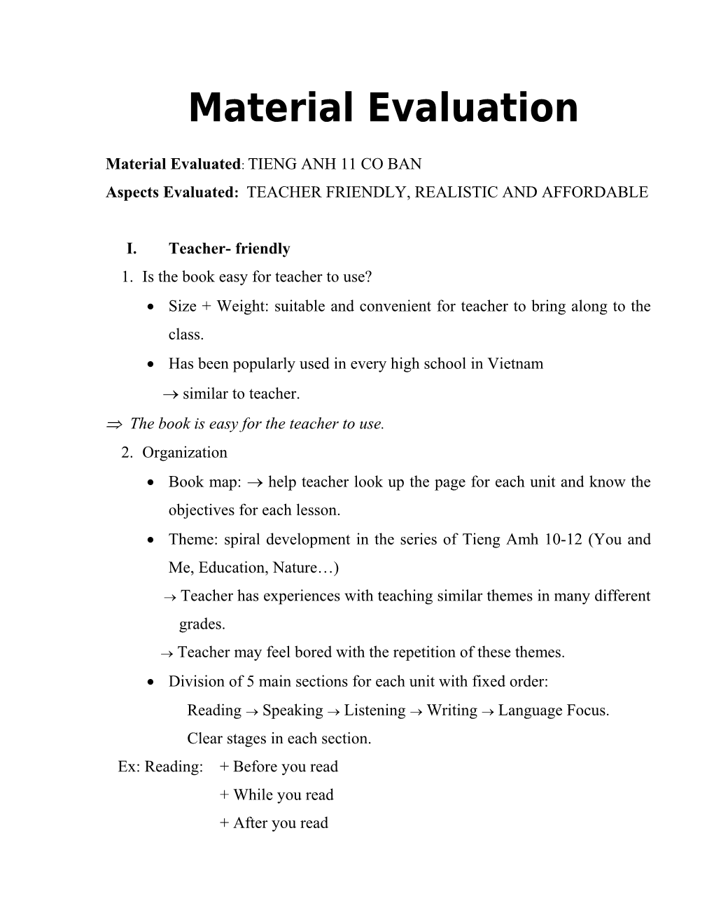 Material Evaluation