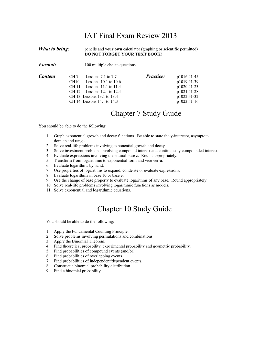 IAT Chapter 4 Study Guide