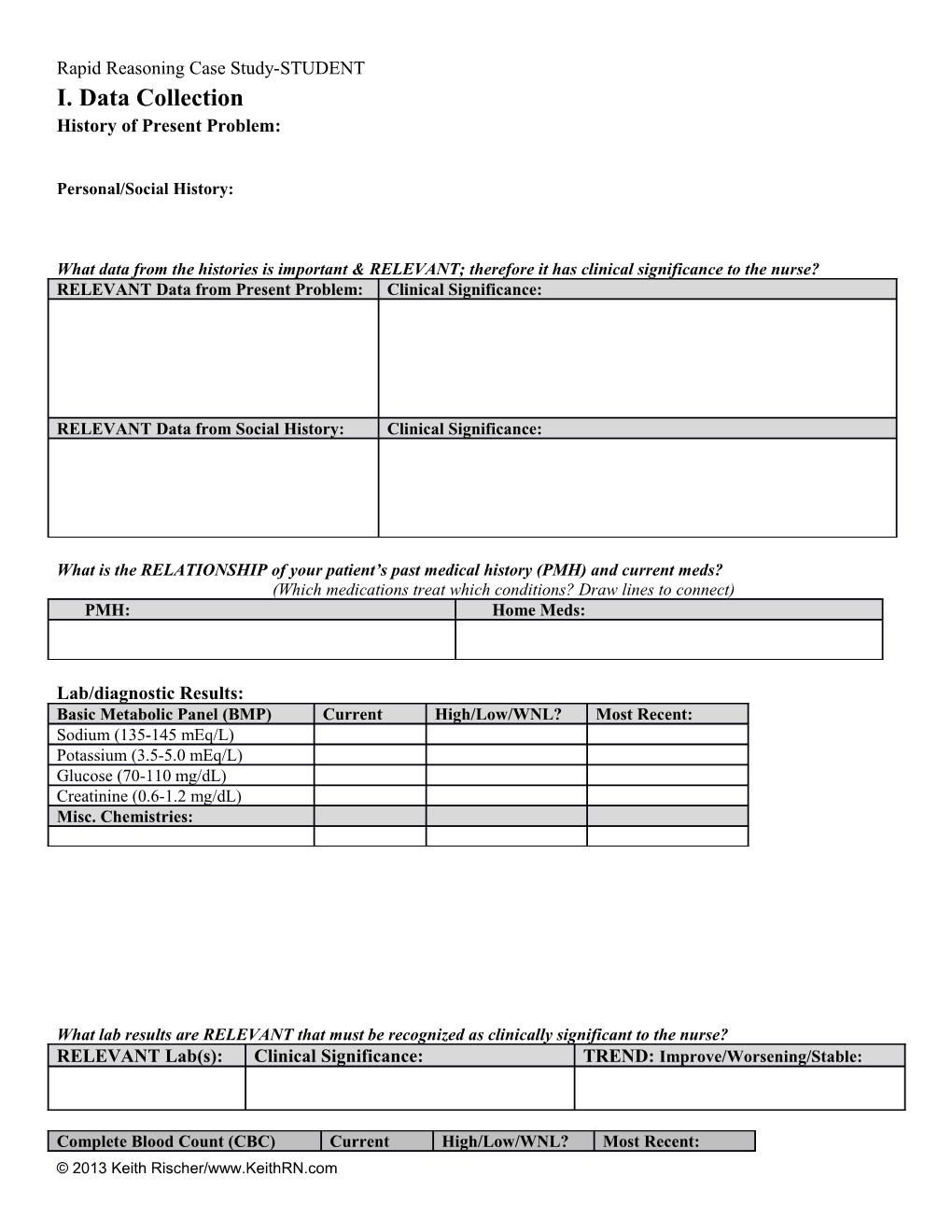 Rapid Reasoning Case Study-STUDENT I. Data Collection History of Present Problem