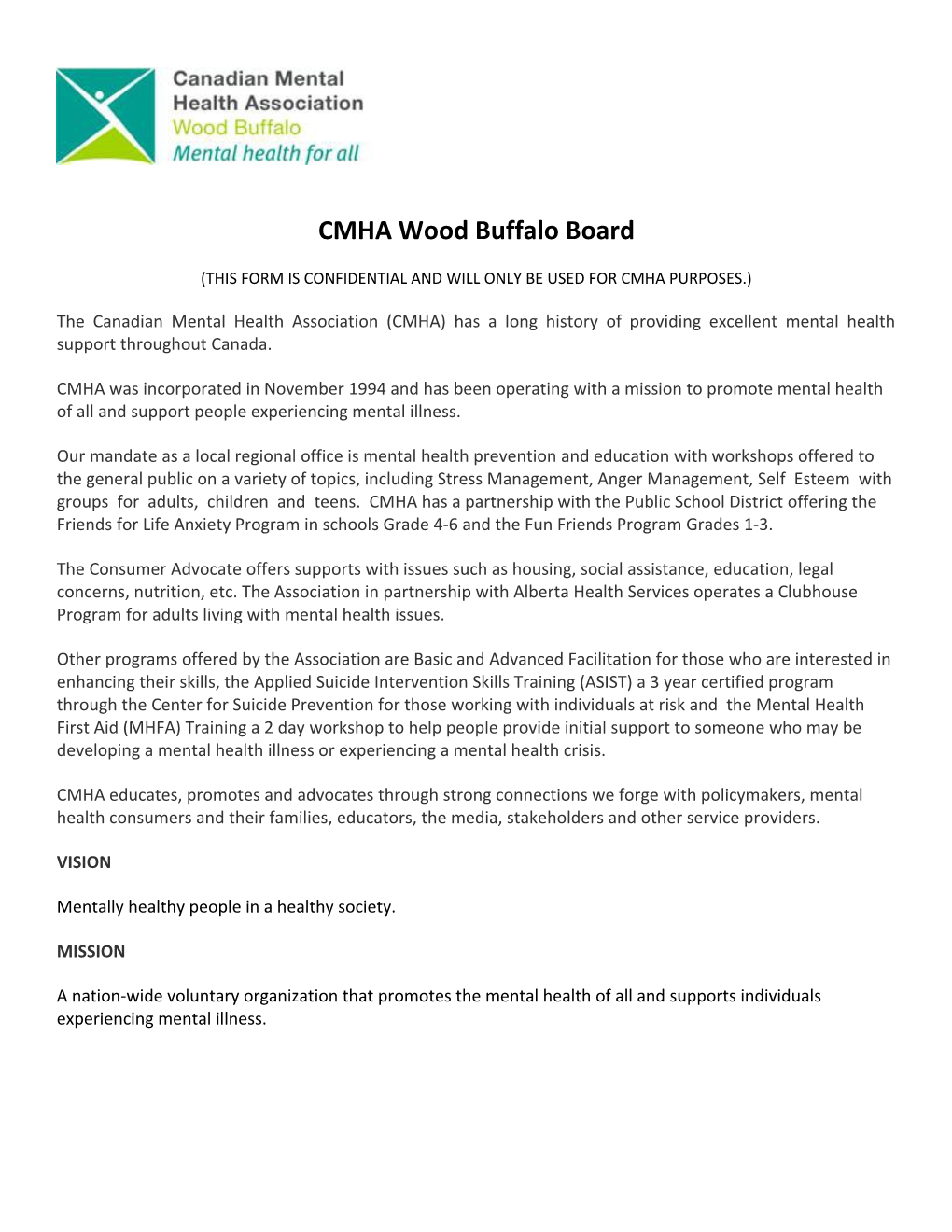 CMHA Wood Buffalo Board