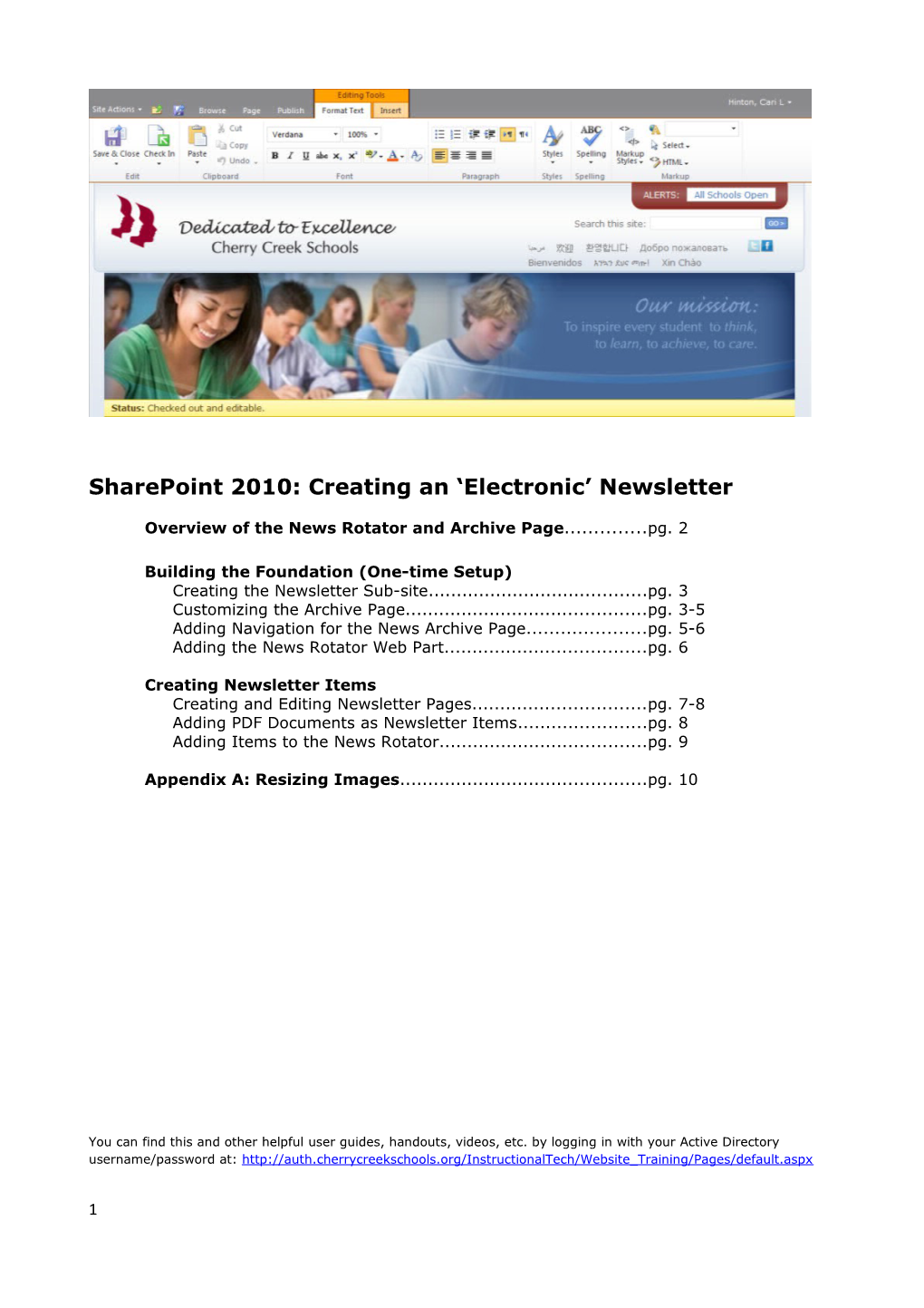 Sharepoint 2010: Creating An Electronic Newsletter