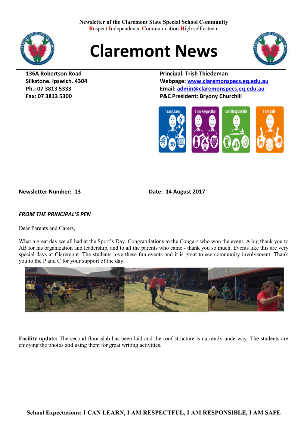 Newsletter of the Claremont State Special School Community