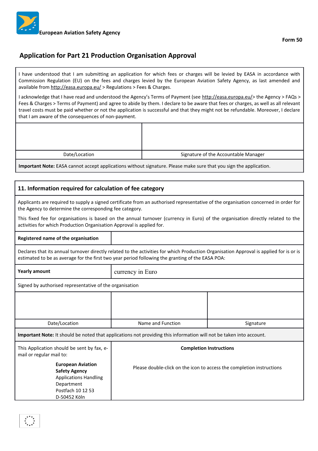 Application for Part 21 Production Organisation Approval