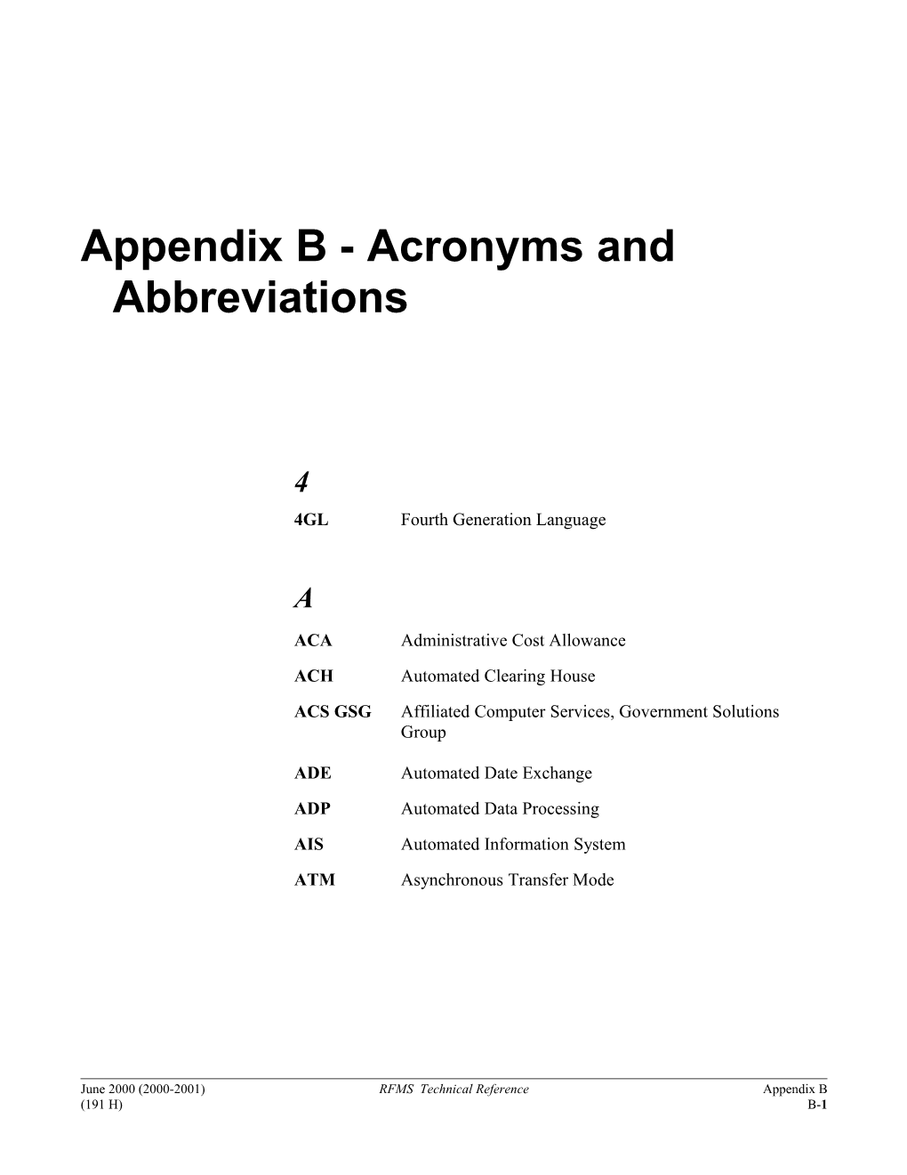 Appendix B - Acronyms and Abbreviations