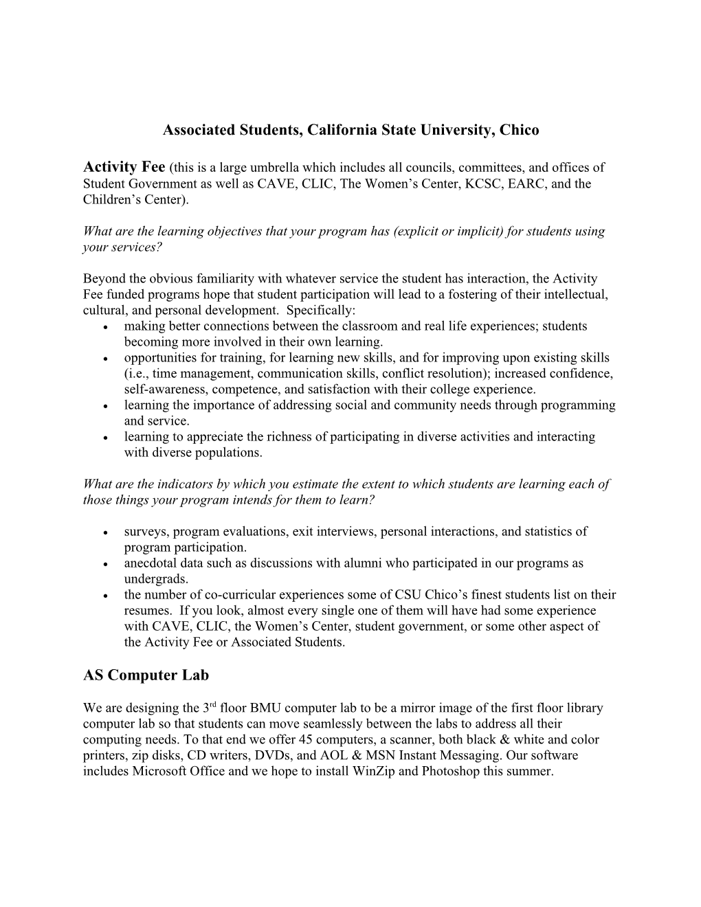 Associated Students, California State University, Chico