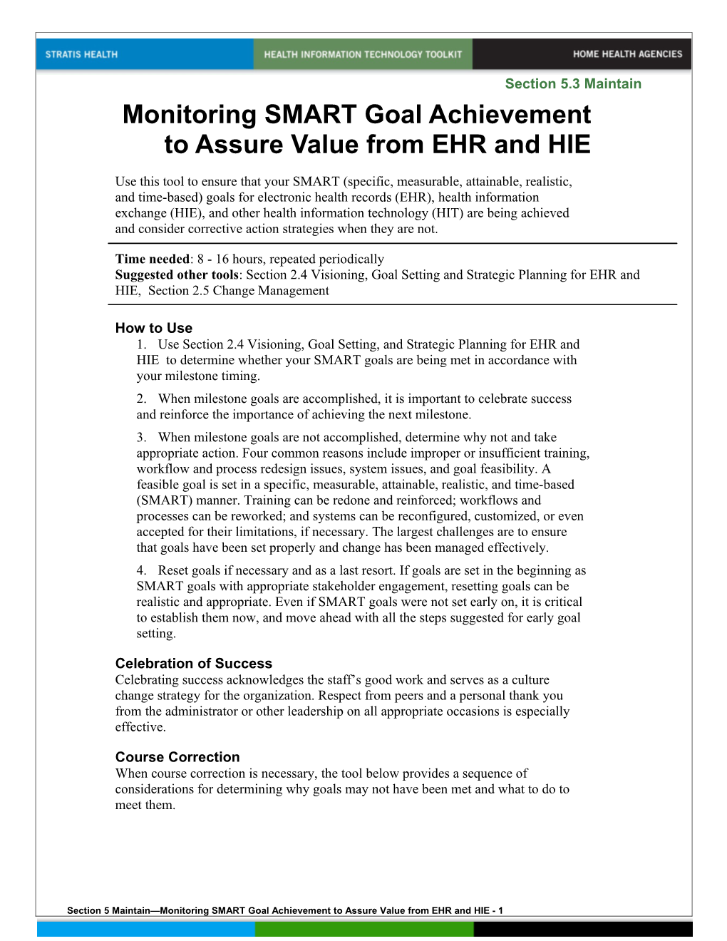 5 Monitoring SMART Goal Achievement to Assure Value from EHR and HIE s1