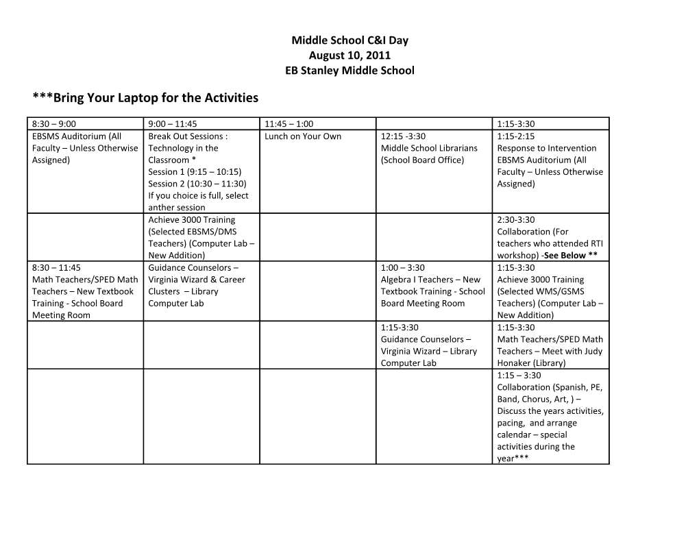 Middle School C&I Day