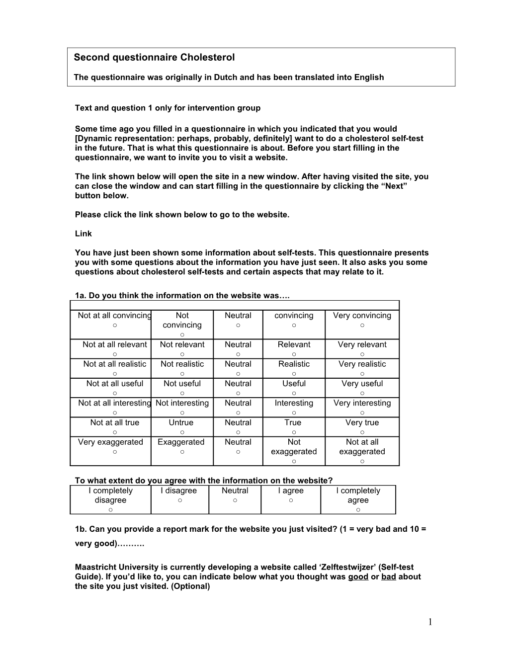 Text and Question 1 Only for Intervention Group