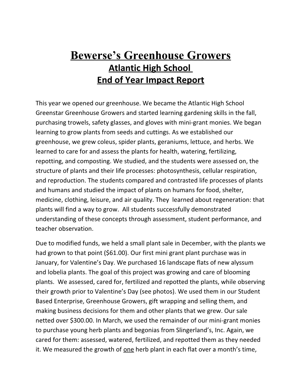 Bewerse S Greenhouse Growers