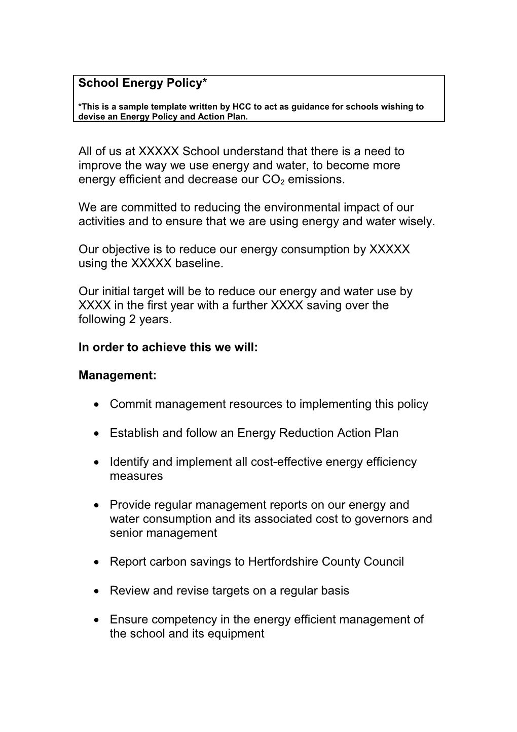 Energy Reduction Action Plan