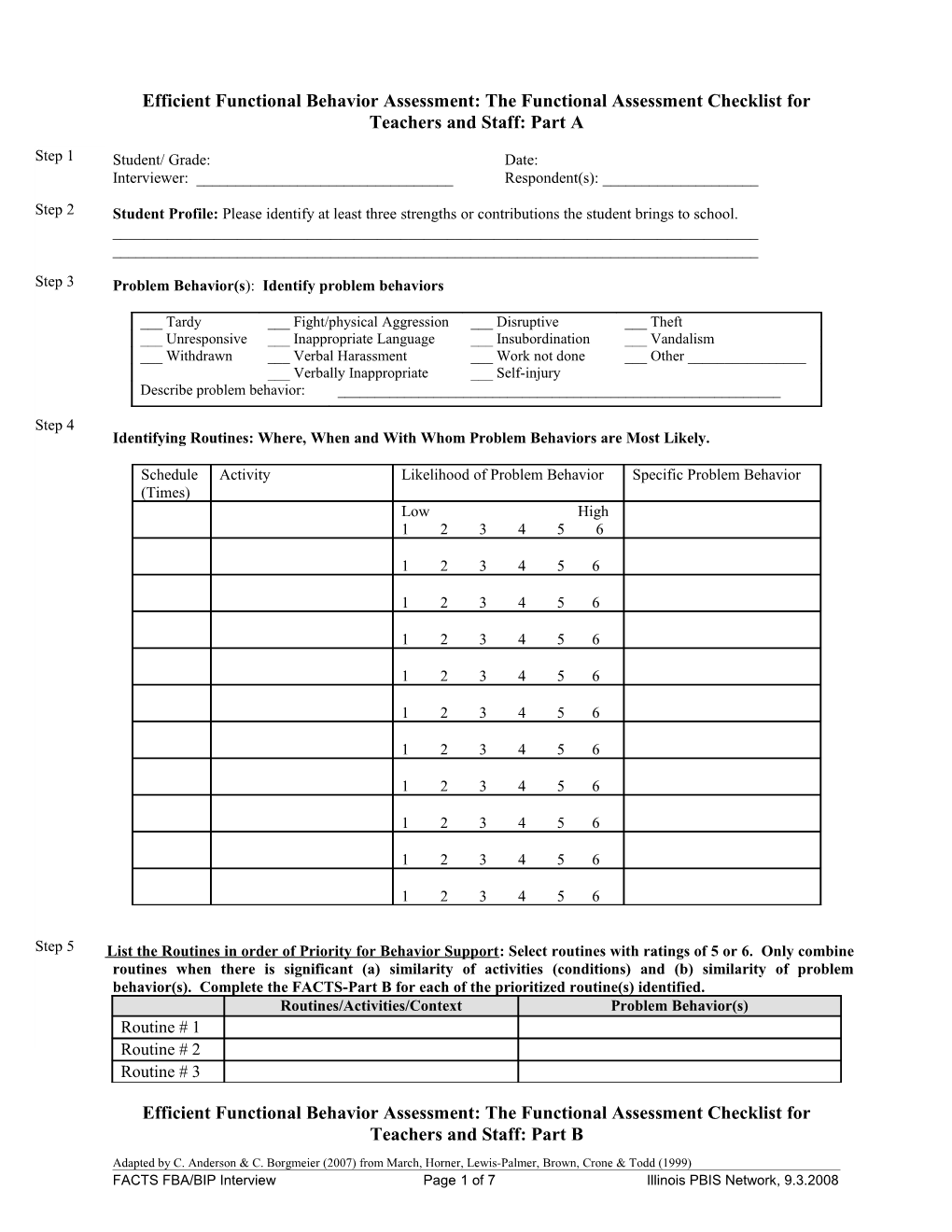 Functional Assessment Checklist For Teachers And Staff (FACTS-A)