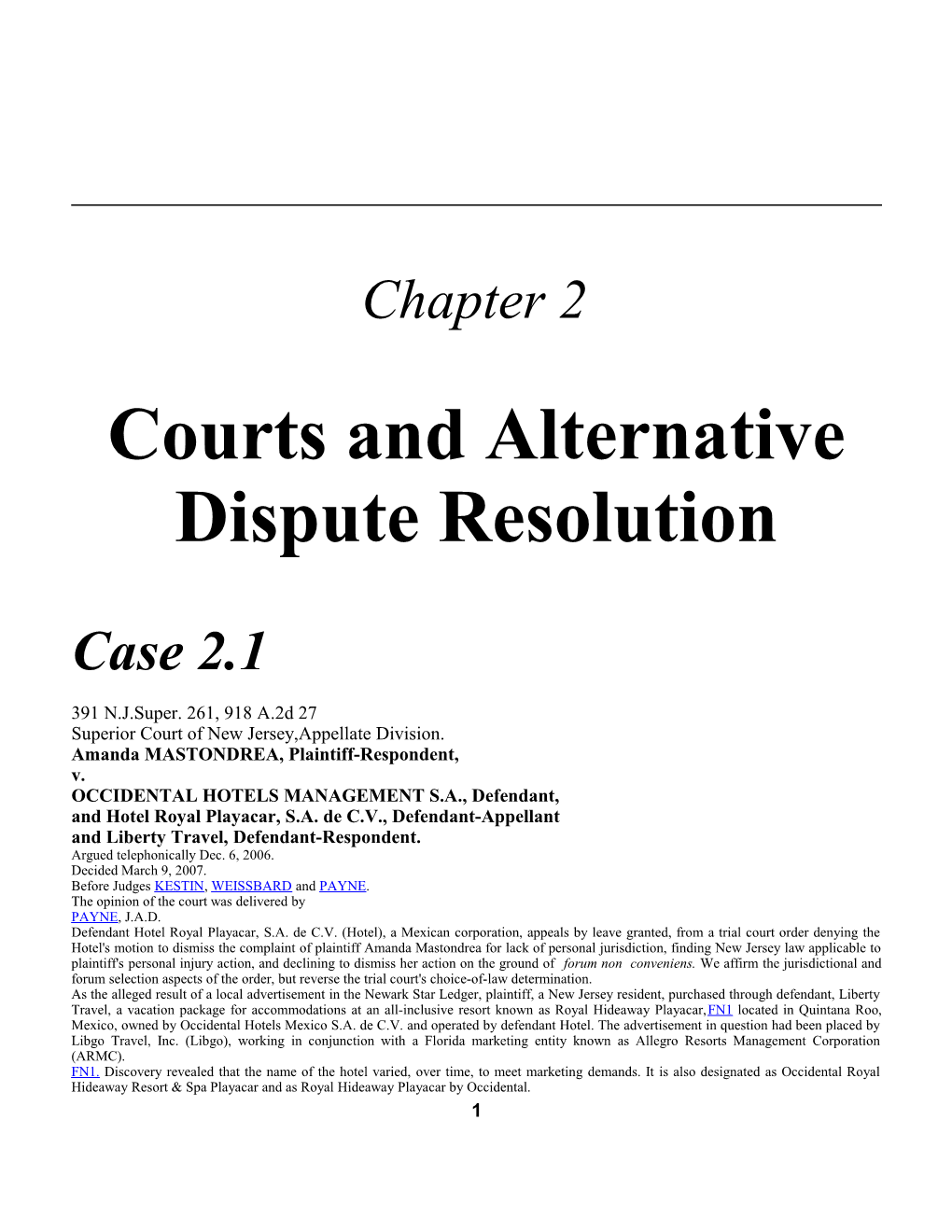 Courts and Alternative Dispute Resolution