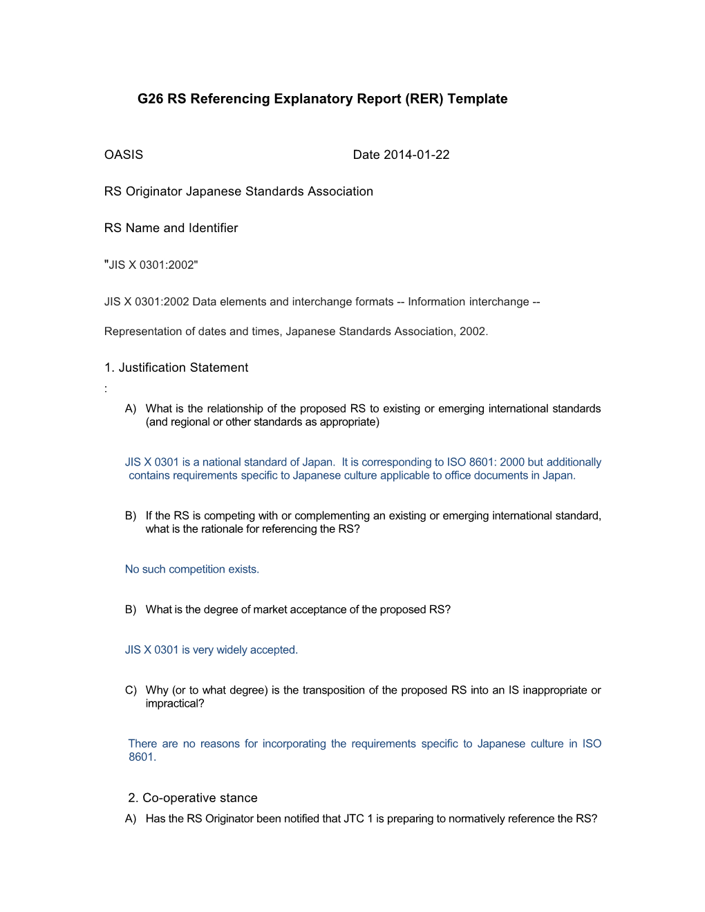 G26 RS Referencing Explanatory Report (RER) Template