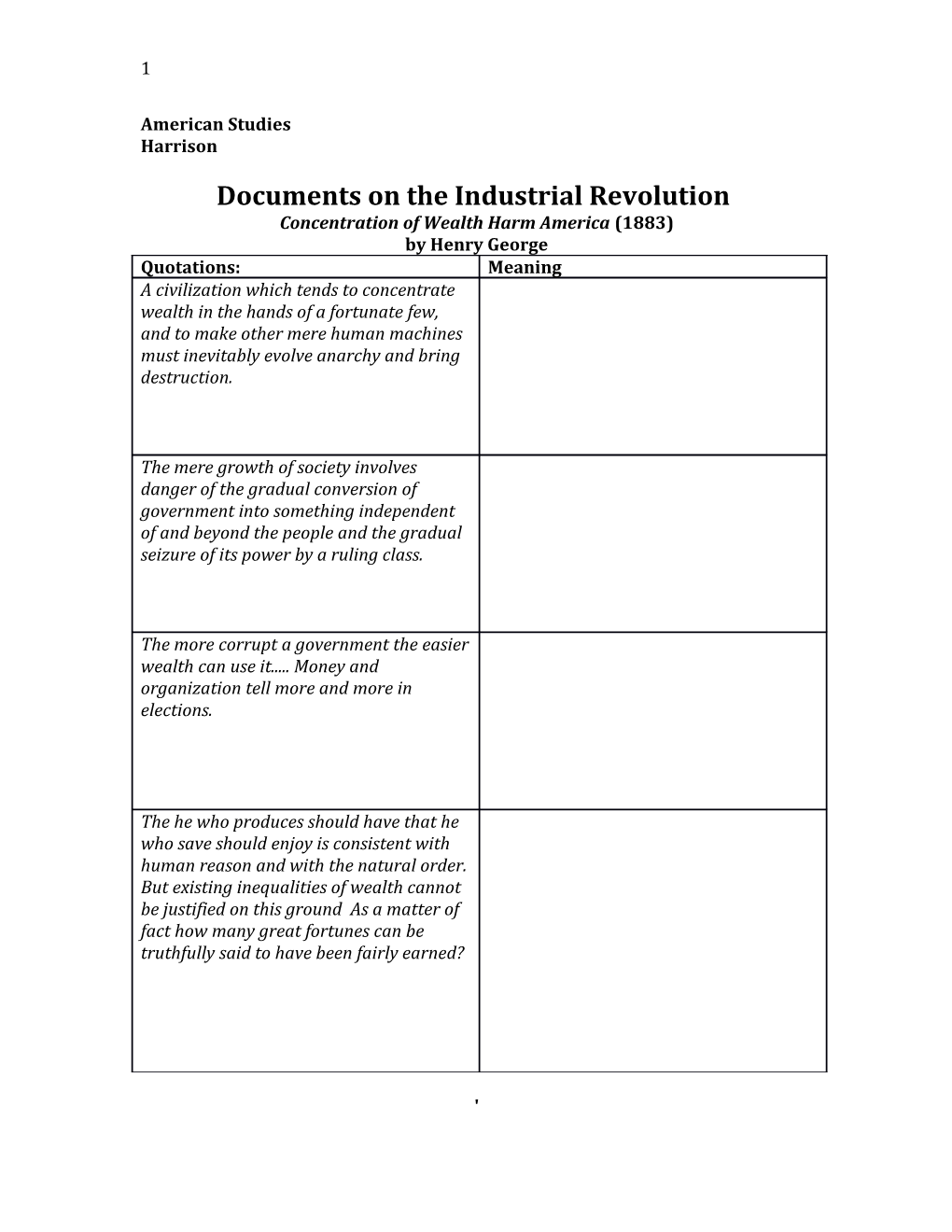 Documents on the Industrial Revolution