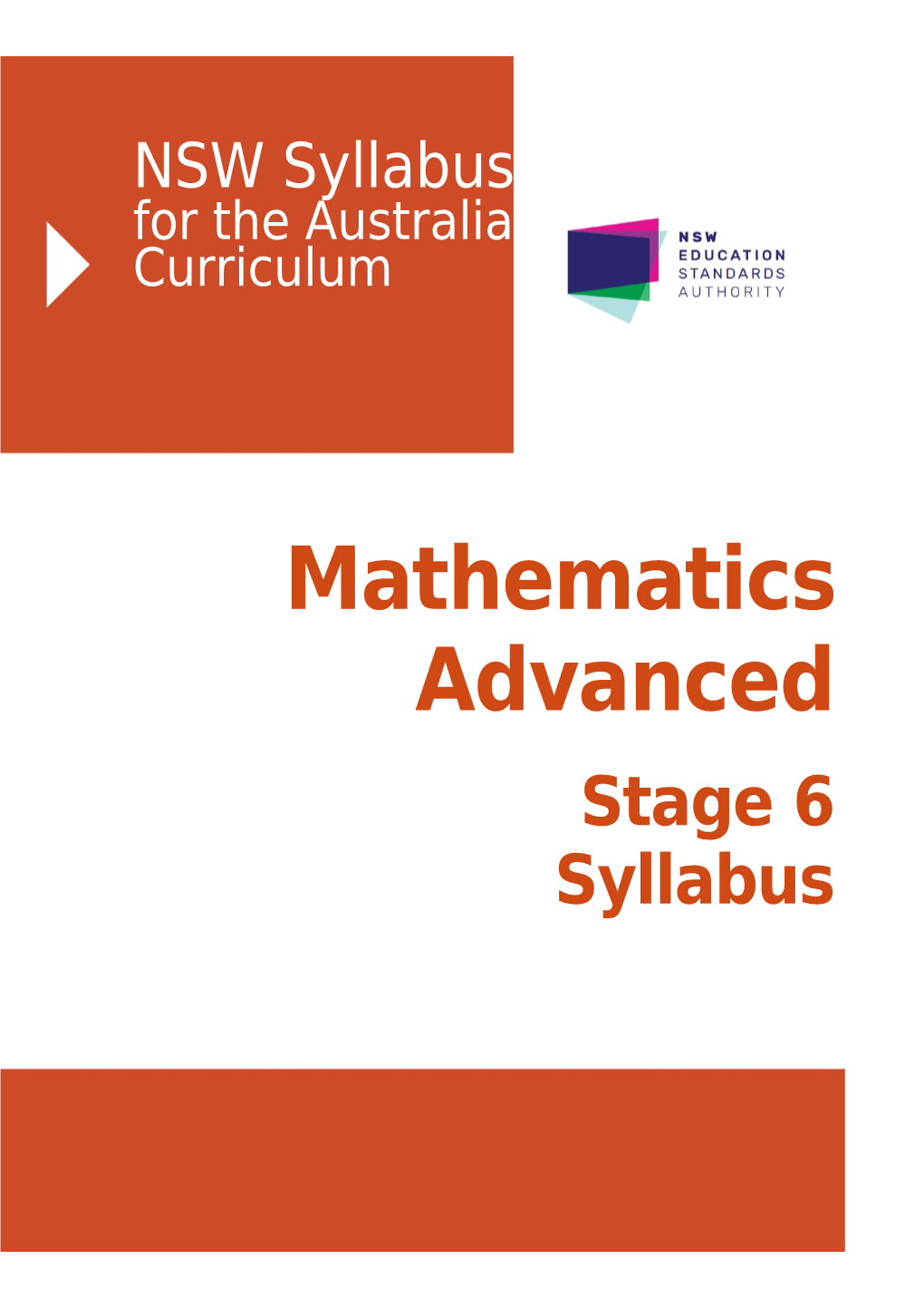 Mathematics Advanced Stage 6 Syllabus 2017