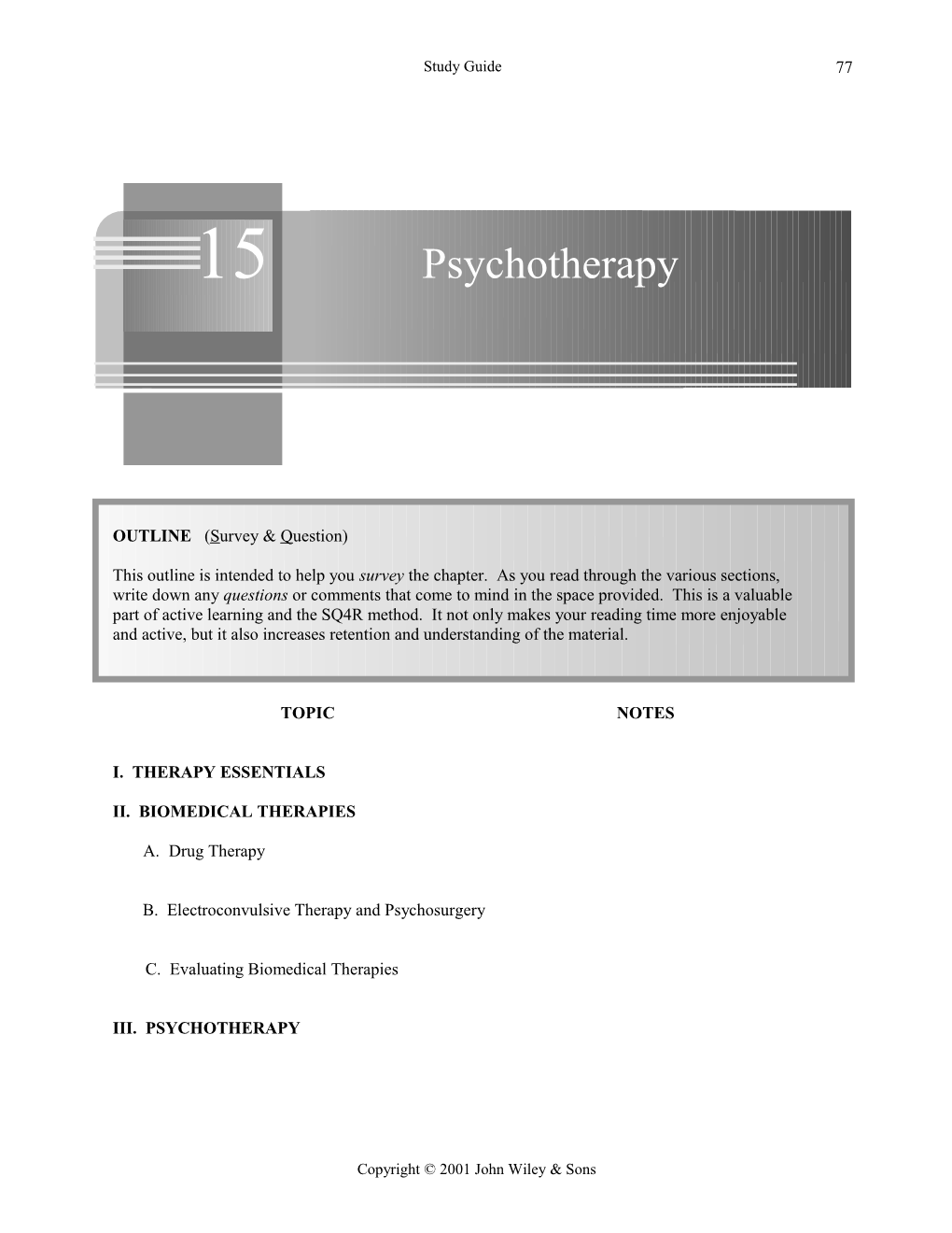 Psychotherapy Study Guide