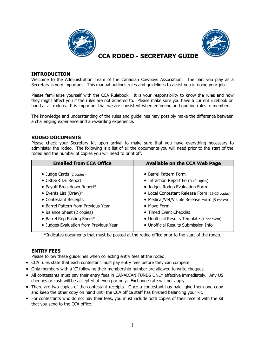 Cca Rodeo - Secretary Guide