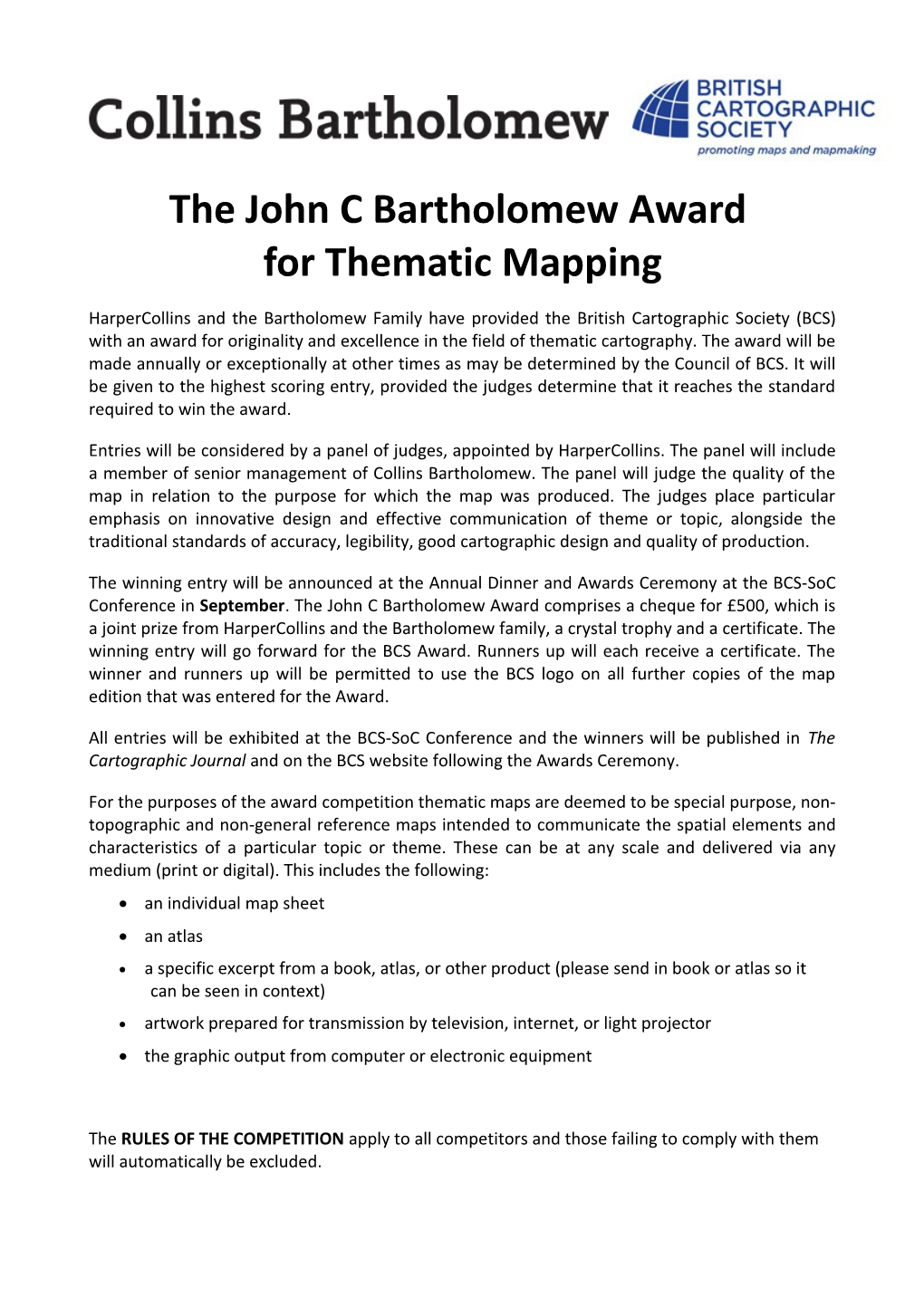 D06612 Bartholomew - the John Bartholomew Award for Small Scale Mapping
