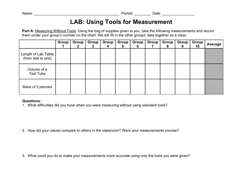 LAB: Using Tools for Measurement