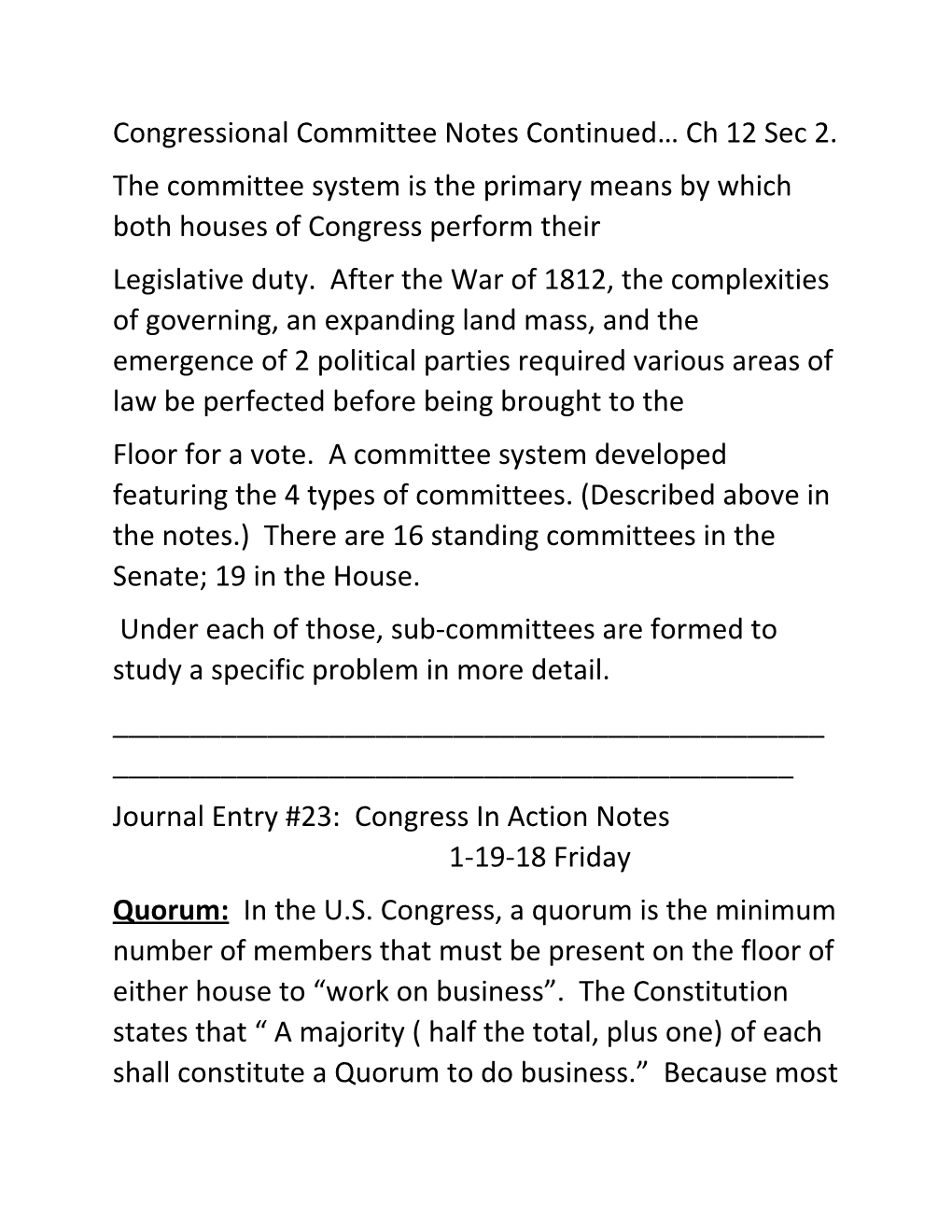 Congressional Committee Notes Continued Ch 12 Sec 2