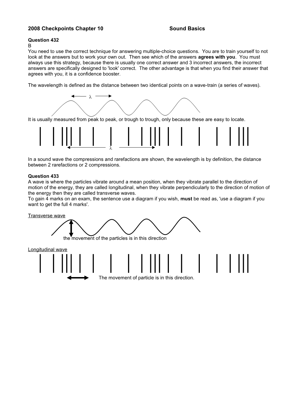 2008 Checkpoints Chapter 10 Sound Basics