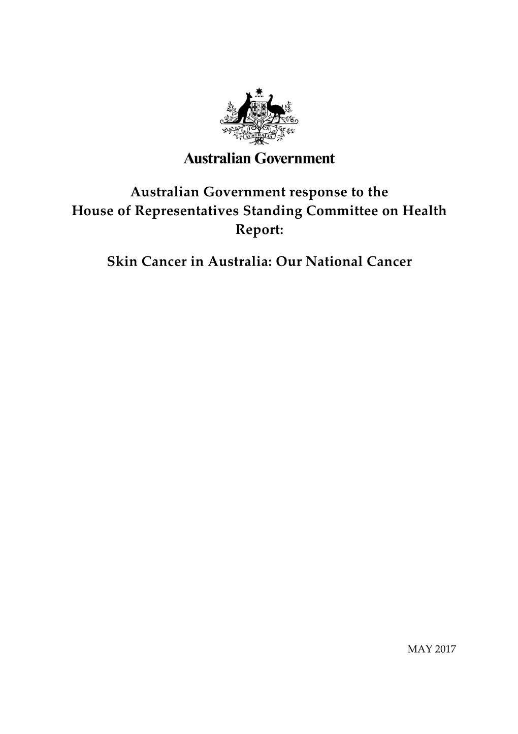 Australian Government Response to the House of Representatives Standing Committee on Health