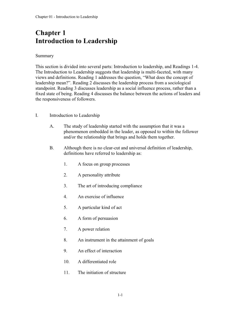 Introduction to Leadership