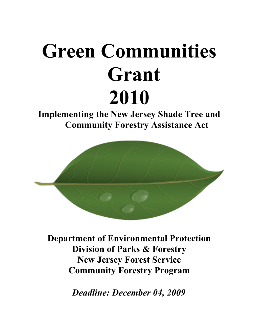Implementing the New Jersey Shade Tree and Community Forestry Assistance Act