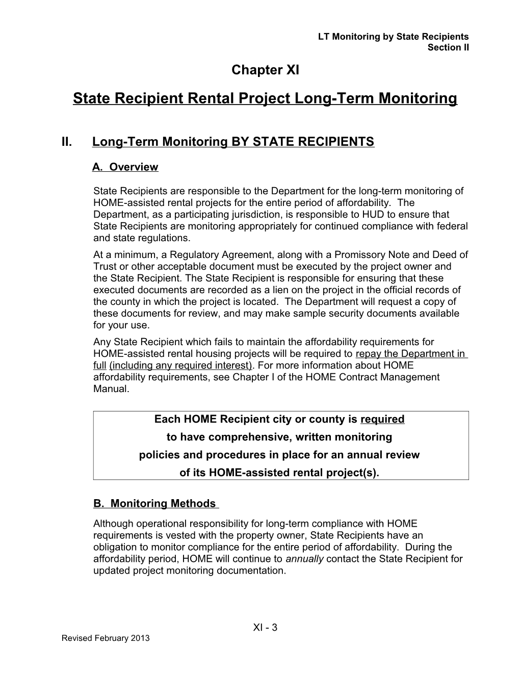 State Recipient Rental Project Long Term Monitoring
