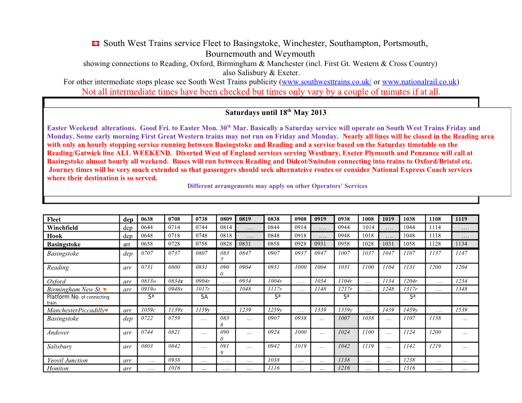 South West Trains Service Fleet to Basingstoke, Winchester, Southampton, Portsmouth s1