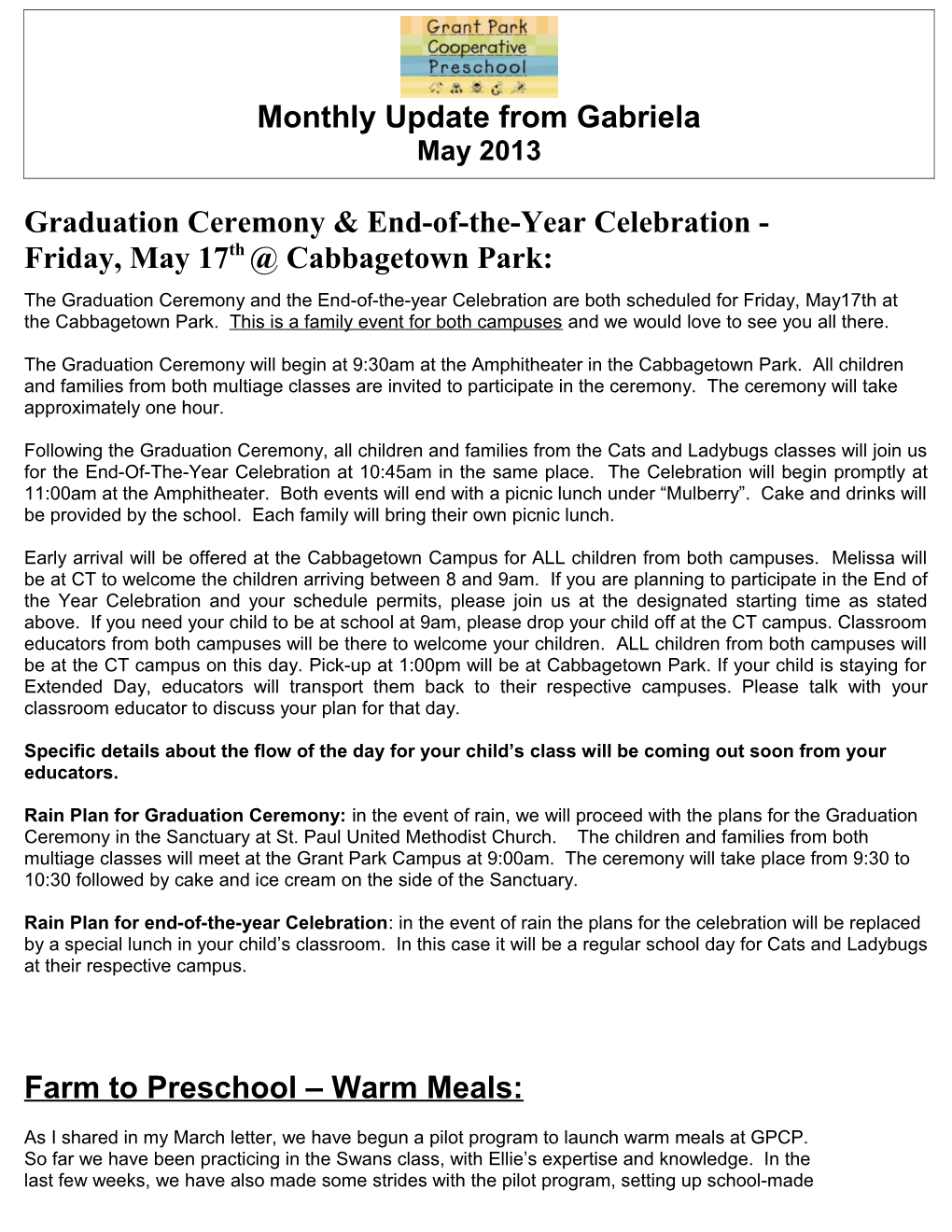 Graduation Ceremony & End-Of-The-Year Celebration