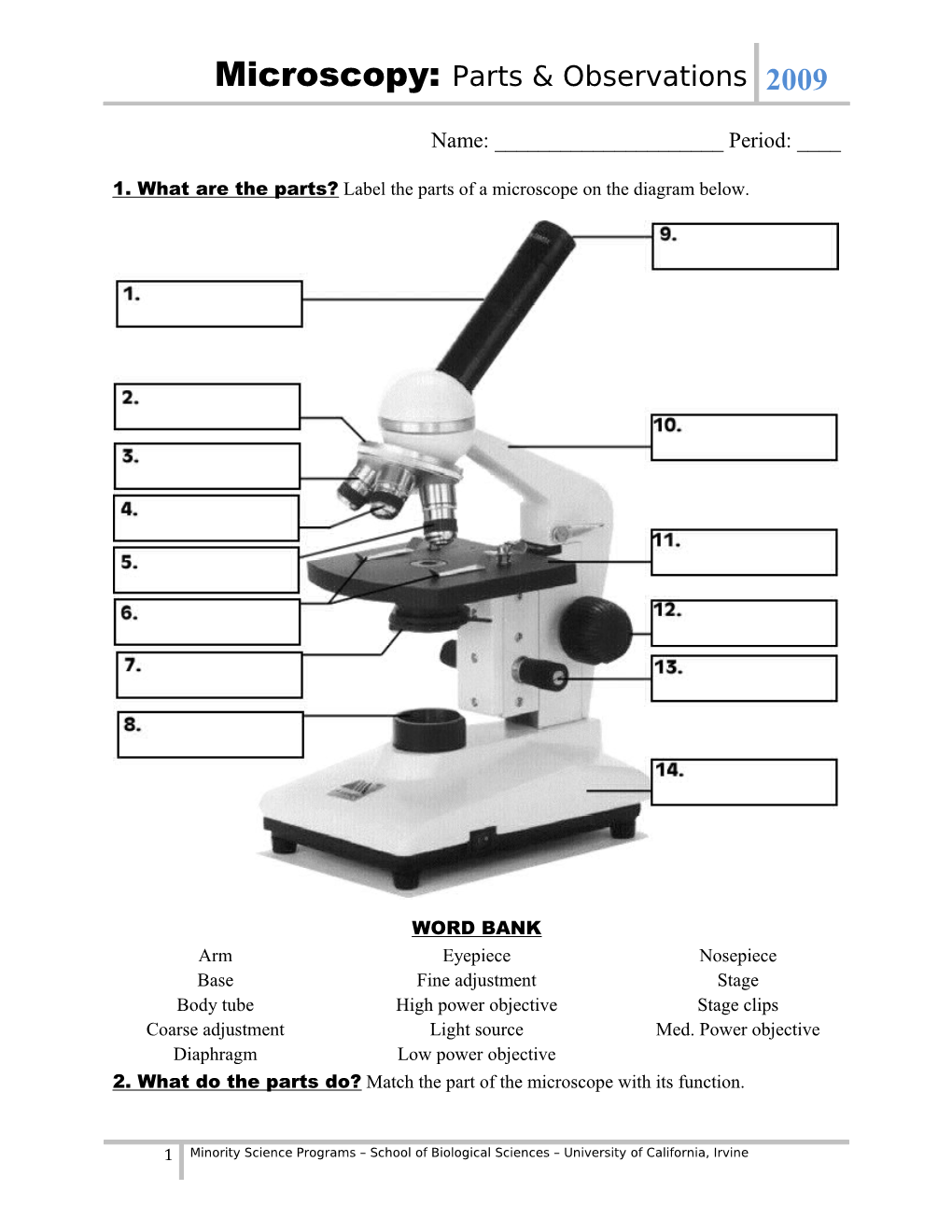 7Th Grade Life Science: Activity Outline