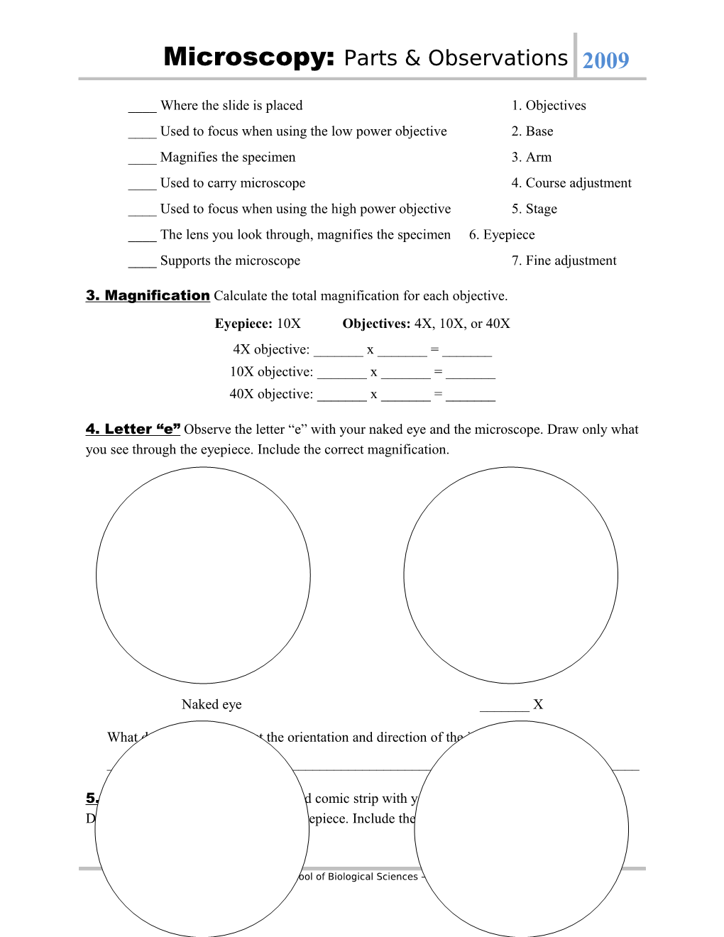 7Th Grade Life Science: Activity Outline