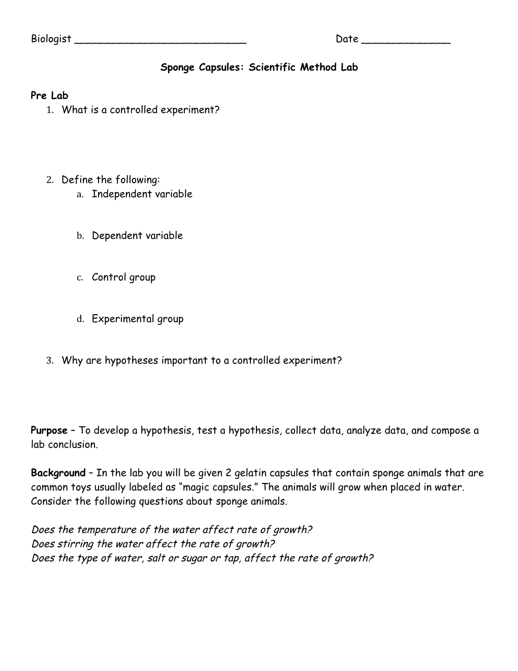 Sponge Capsules: Scientific Method Lab s1