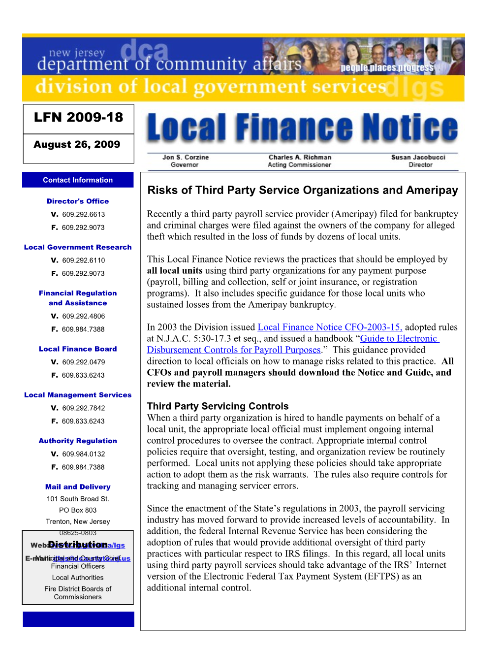 Local Finance Notice 2009-18 August 26, 2009 Page 3