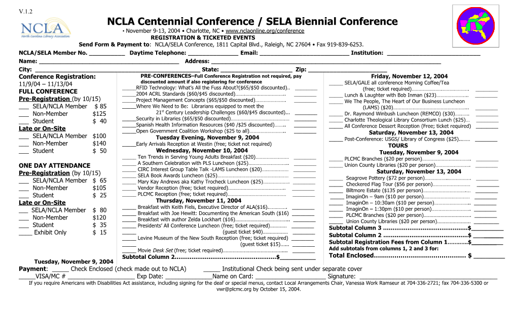 NCLA Centennial Conference / SELA Biennial Conference