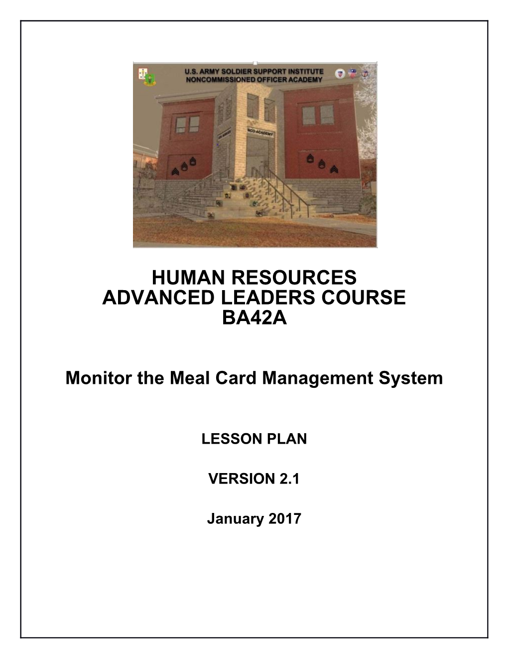 Monitor the Meal Card Management System Lesson Plan