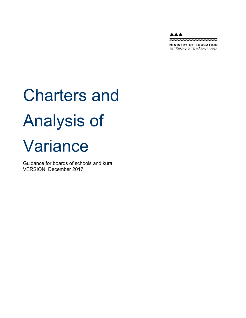 Charters and Analysis of Variance: Guidance for Secondary Schools