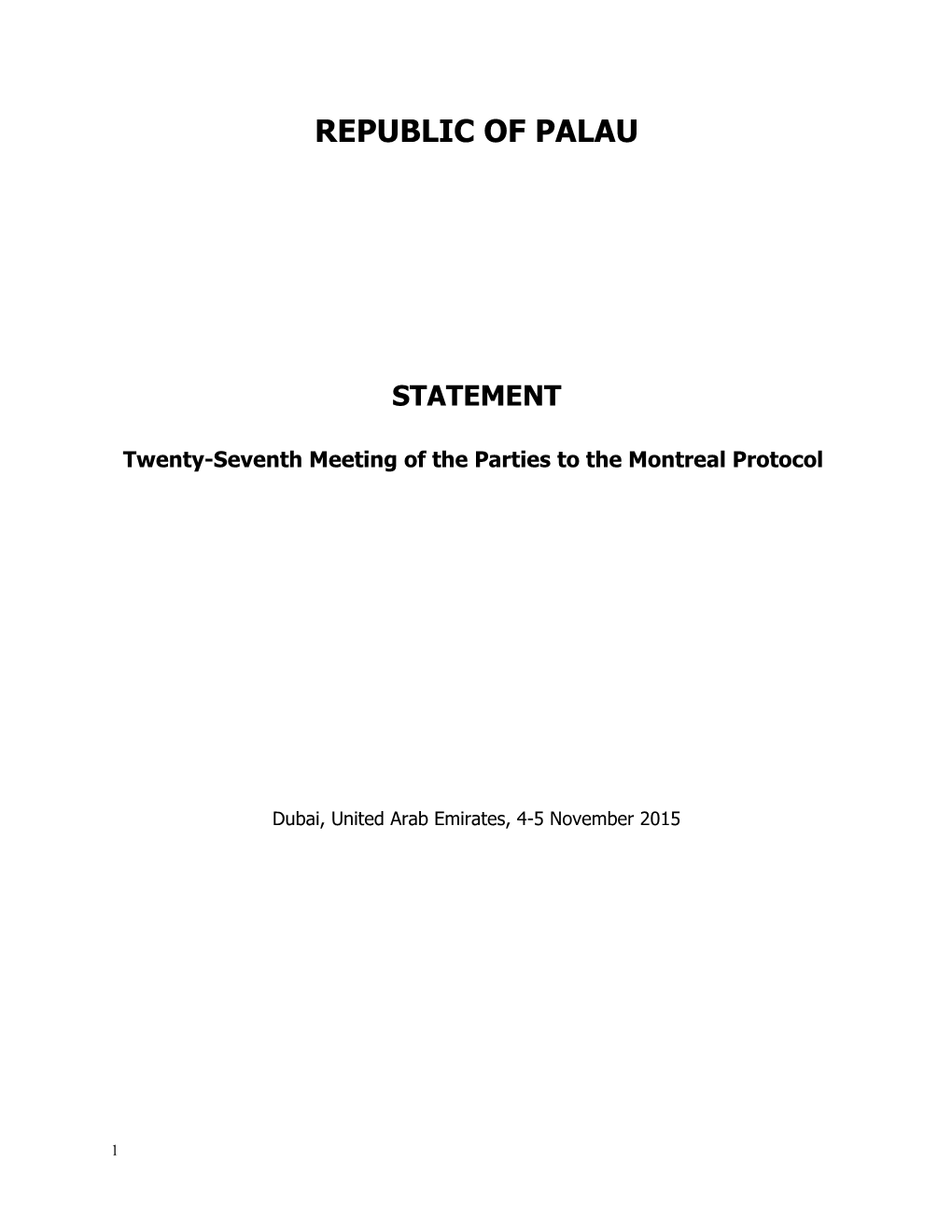 Twenty-Seventh Meeting of the Parties to the Montreal Protocol