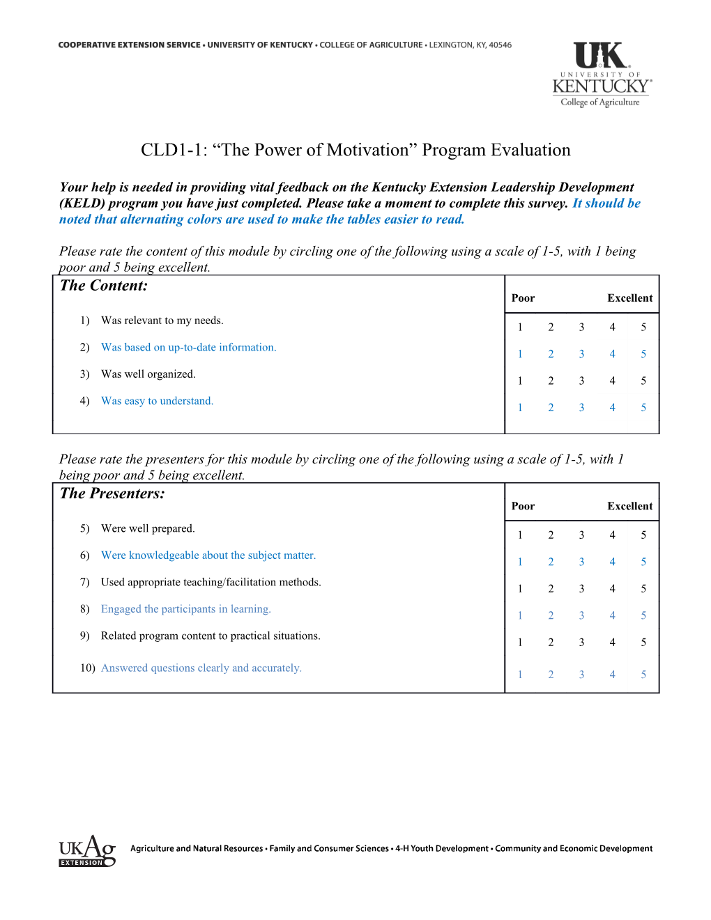 CLD1-1: the Power of Motivation Program Evaluation