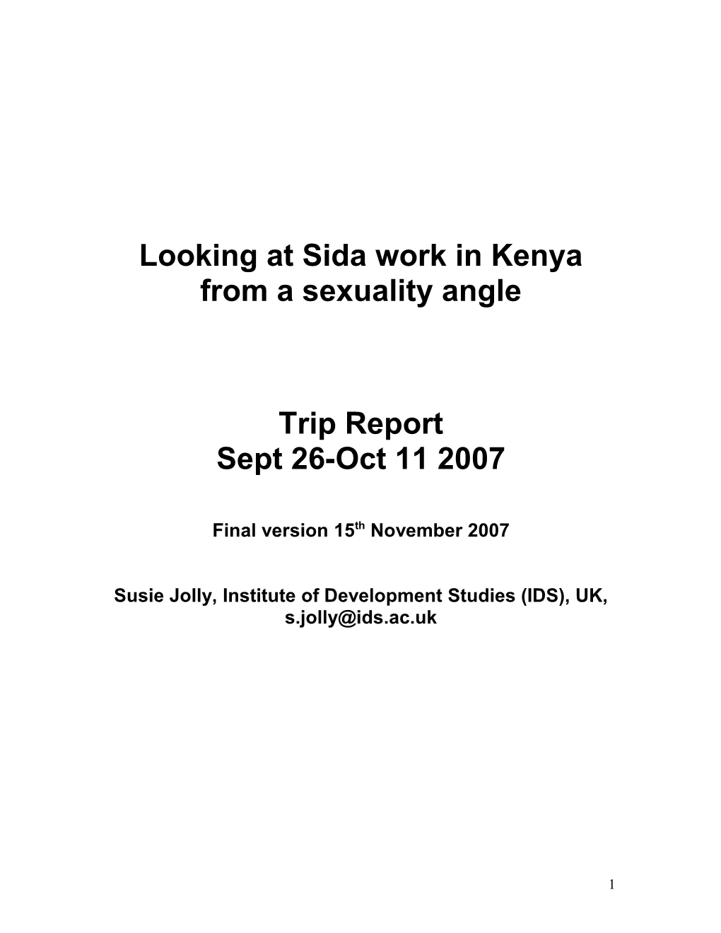 Looking at Sida Work in Kenya from a Sexuality Angle