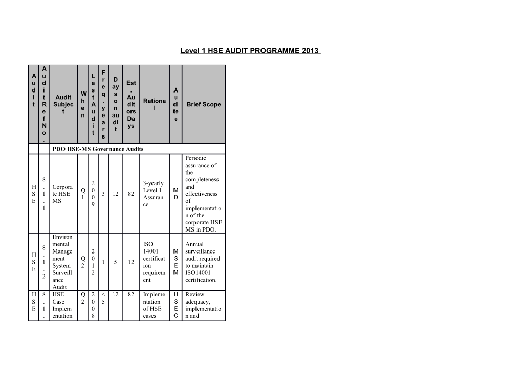 Hse Audit Programme 2010