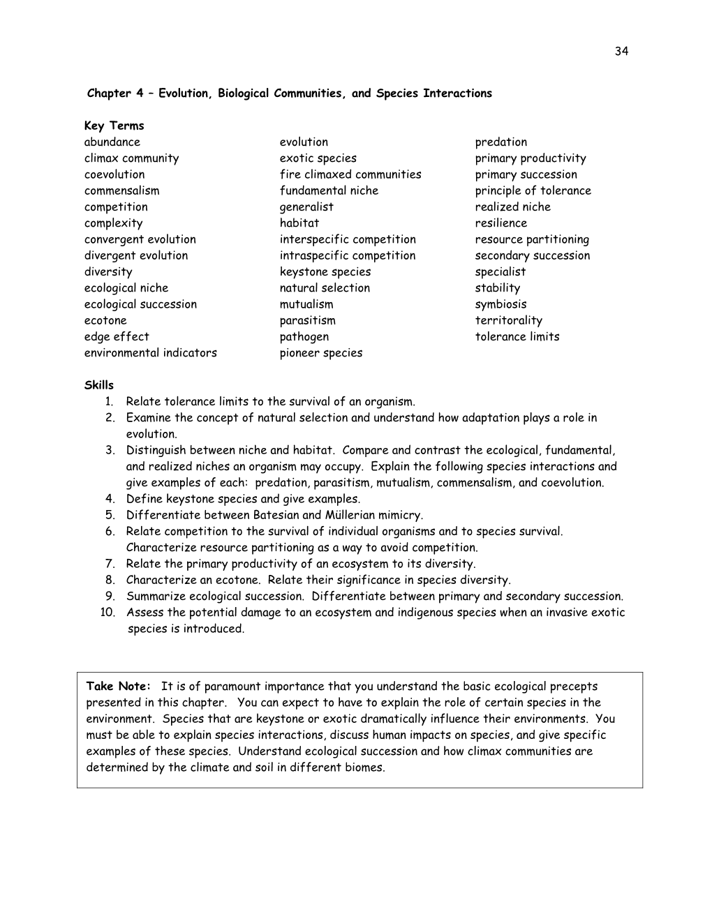 Chapter 4 Biological Communities and Species Interactions