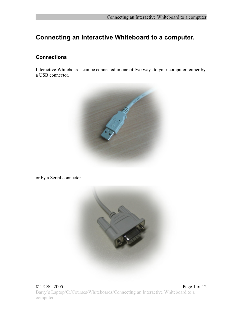 Connecting an Interactive Whiteboard to a Computer