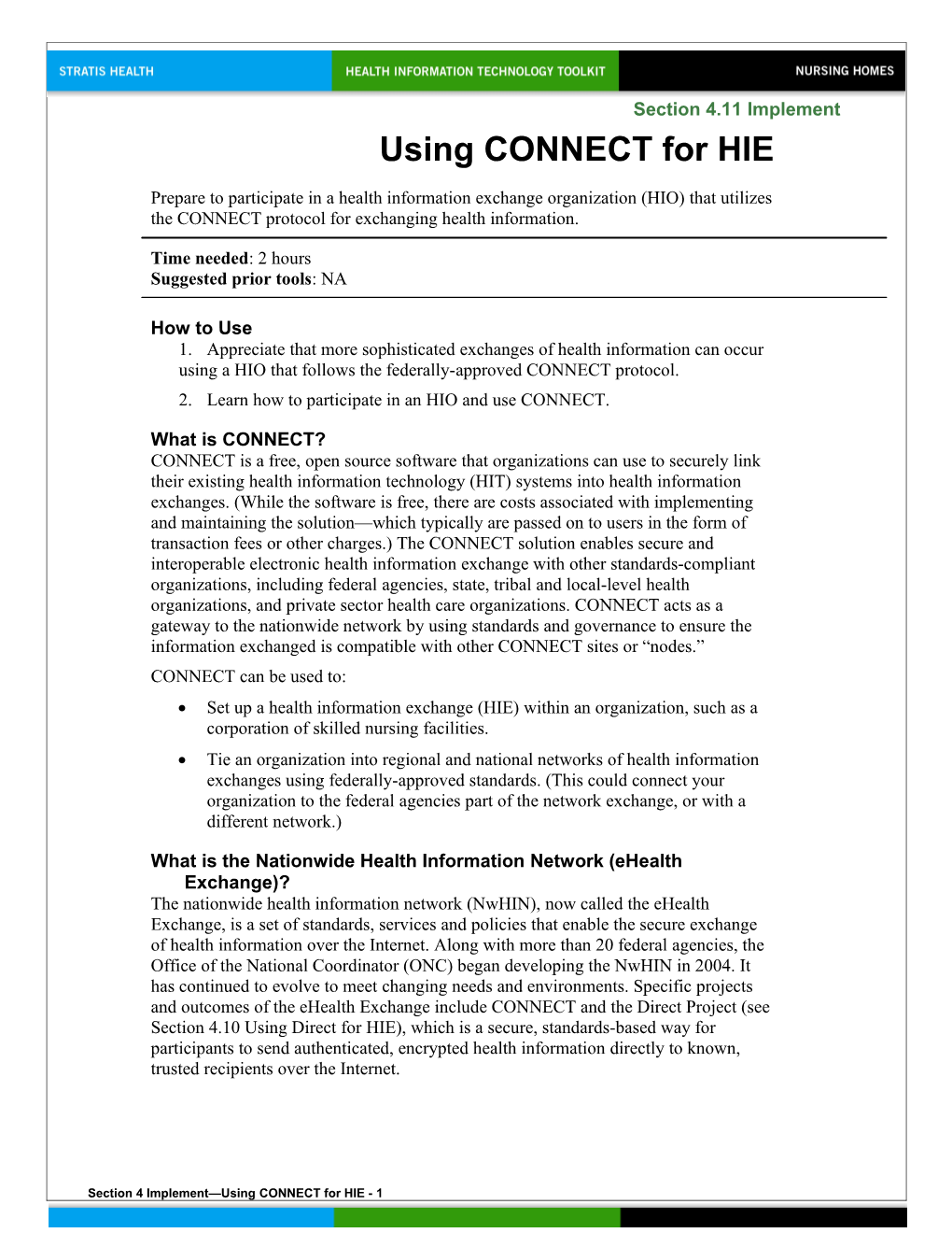 4 Using CONNECT for HIE