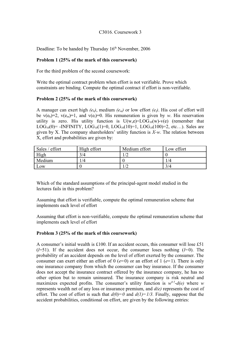 Problem 1 (25% of the Mark of This Coursework)